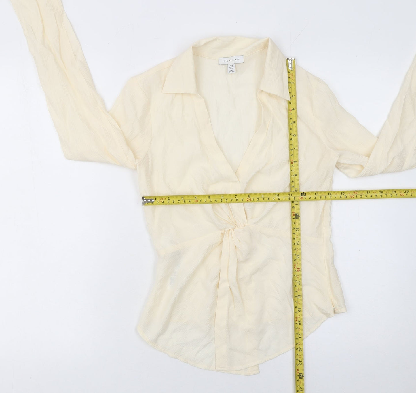 Womens UK Size 6 Topshop Beige Wrap Blouse