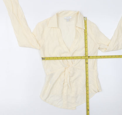 Womens UK Size 6 Topshop Beige Wrap Blouse