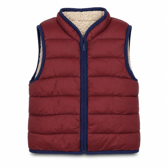 Front view of Baby Gap unisex brown 18-24 months reversible puffer waistcoat jacket