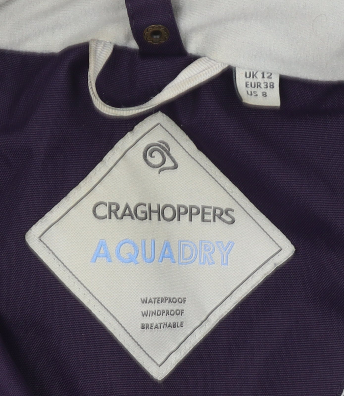 Womens UK Size 12 Craghoppers Purple Rain Coat