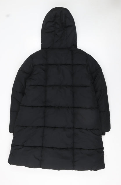 Next Girls Black Long Puffer Coat Hooded Quilted Winter Jacket Age 11 Years