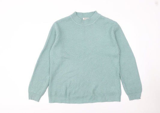 Damart Women’s Green Waffle Knit Mock Neck Jumper Size 14/16