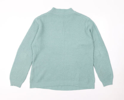 Damart Women’s Green Waffle Knit Mock Neck Jumper Size 14/16