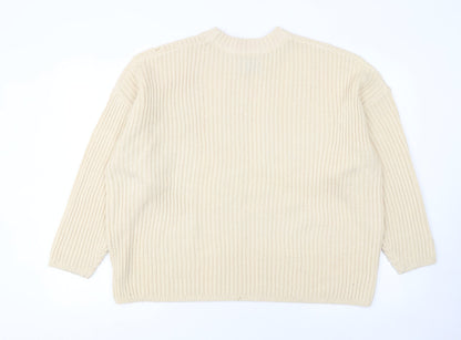 ASOS DESIGN Women Beige Size 16 Chunky Knit Crew Neck Jumper