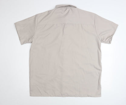 boohooMAN Men's Beige Short Sleeve Button-Up Shirt Size L