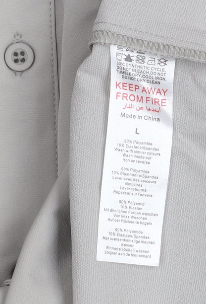 BoohooMAN Men's Grey Button-Up Long Sleeve Classic Fit Shirt Size L