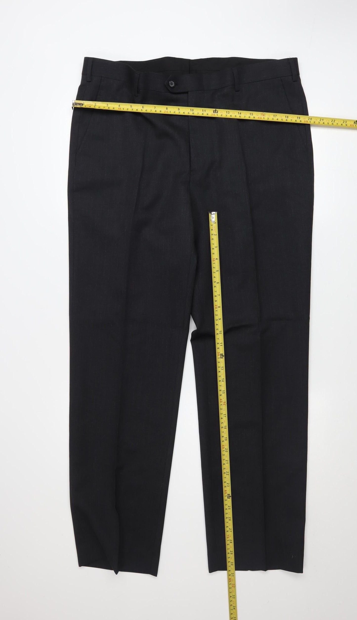 Mens UK Size 38L Black Label Peter Drew Regular Fit Dress Pants Black Trousers