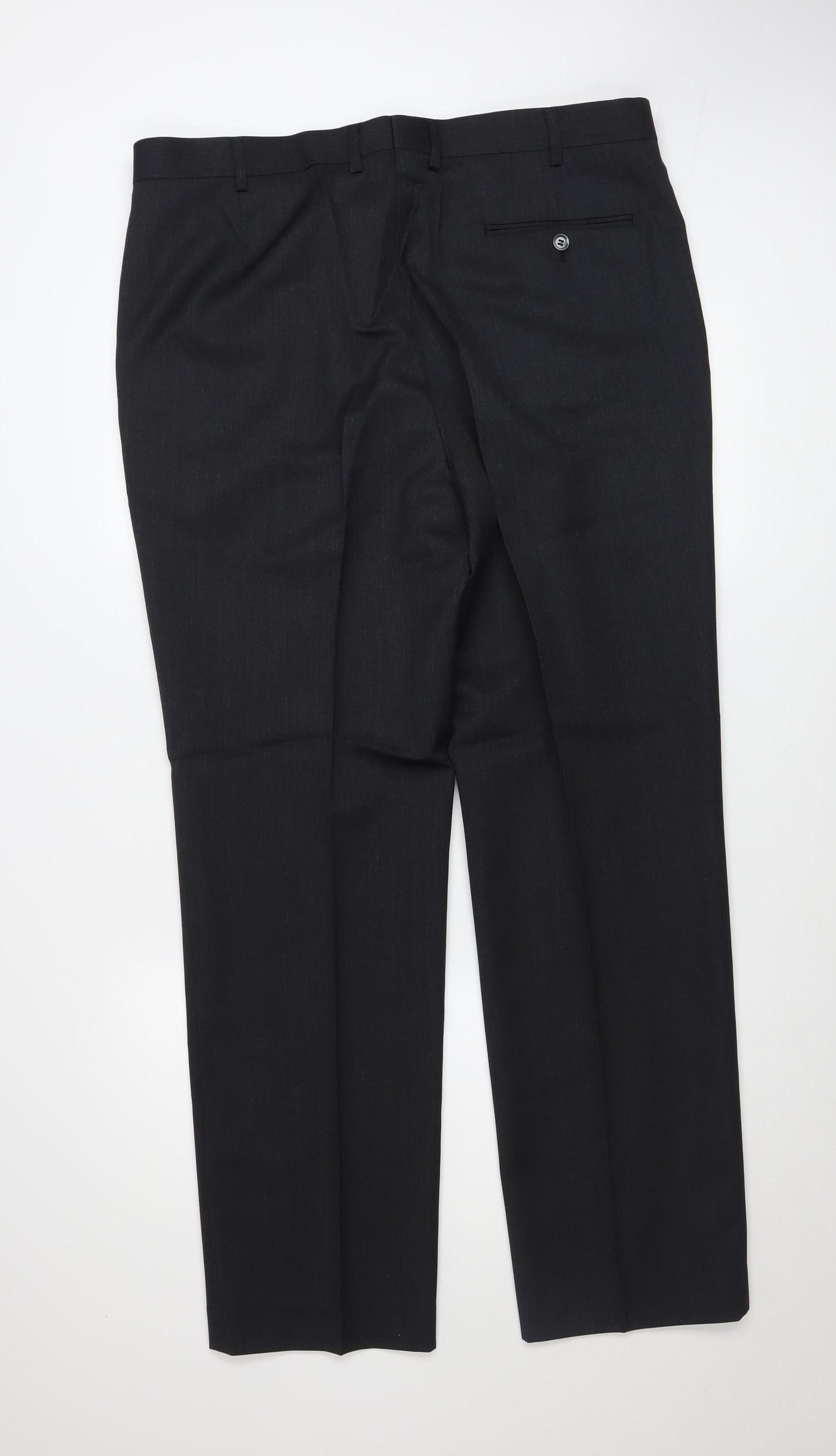 Mens UK Size 38L Black Label Peter Drew Regular Fit Dress Pants Black Trousers