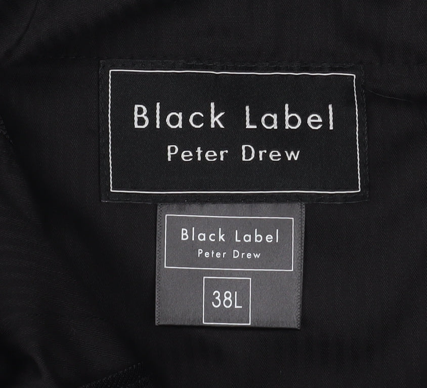 Mens UK Size 38L Black Label Peter Drew Regular Fit Dress Pants Black Trousers