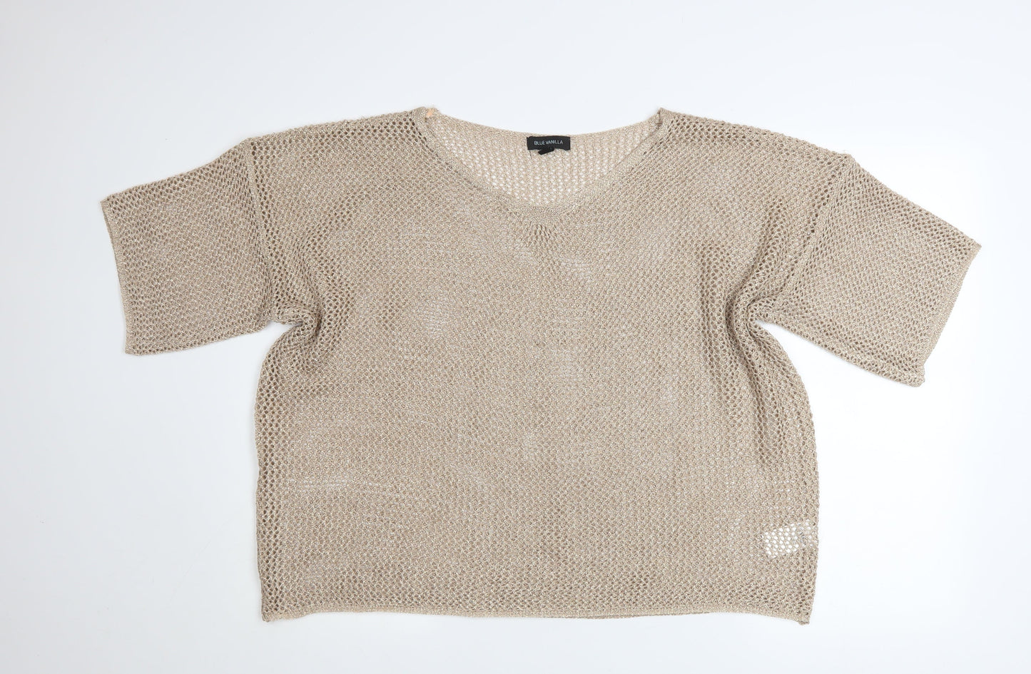 Womens UK Size One Size Blue Vanilla Beige Cropped Blouse
