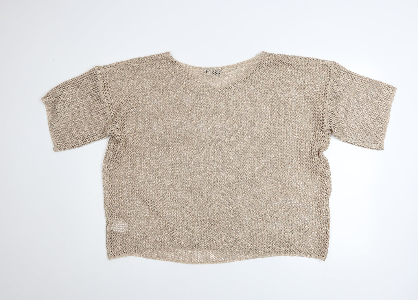 Womens UK Size One Size Blue Vanilla Beige Cropped Blouse