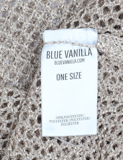 Womens UK Size One Size Blue Vanilla Beige Cropped Blouse