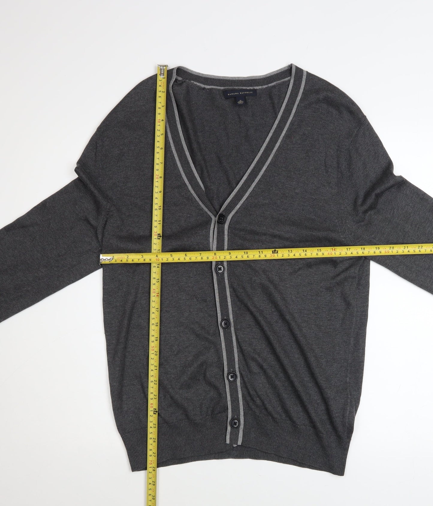 Mens UK Size M Banana Republic Grey Cardigan Jumper