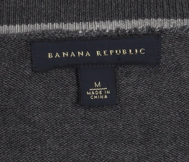 Mens UK Size M Banana Republic Grey Cardigan Jumper