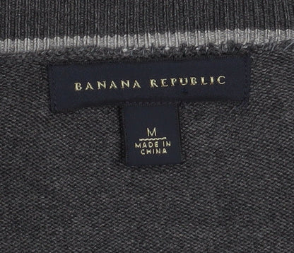 Mens UK Size M Banana Republic Grey Cardigan Jumper