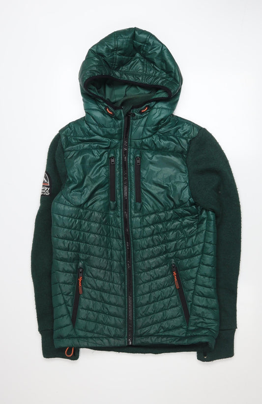 Mens UK Size S Superdry Green Puffer Jacket