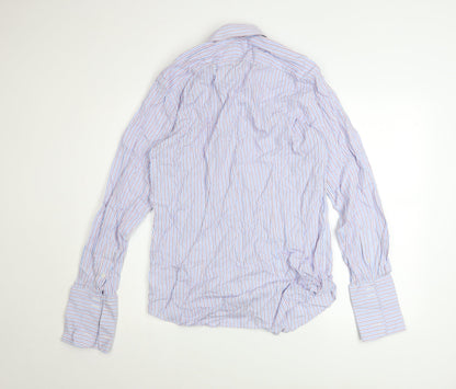 Osborne Men's Blue Striped Classic Fit Cotton Long Sleeve Shirt 15in