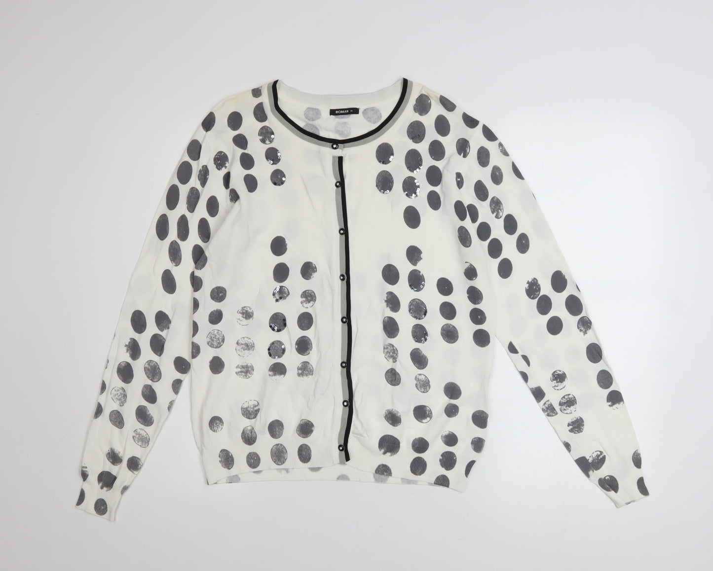 Womens UK Size 18 Roman White Cardigan Jumper
