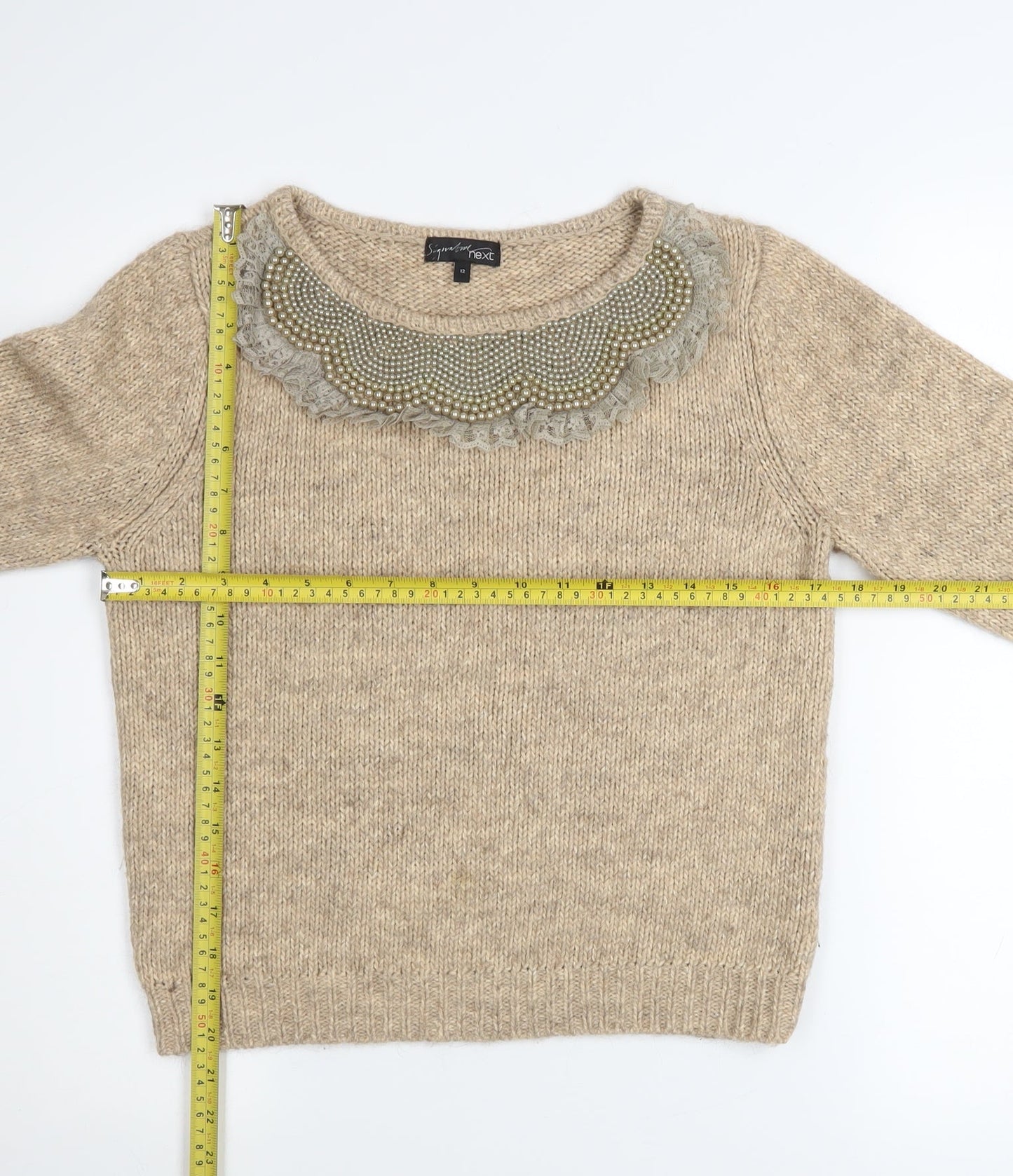 Womens UK Size 12 NEXT Beige Pullover Jumper