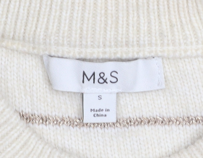 Womens UK Size S Marks and Spencer Beige Pullover Jumper