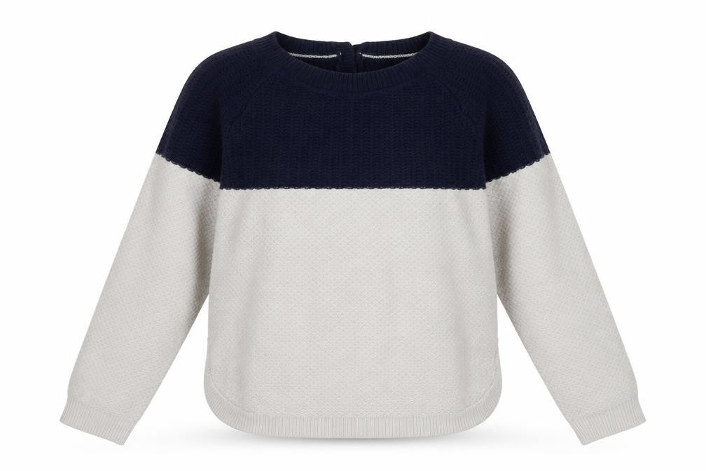 FatFace Women Blue Ivory Crew Neck Long Sleeve Pullover Jumper Size 8