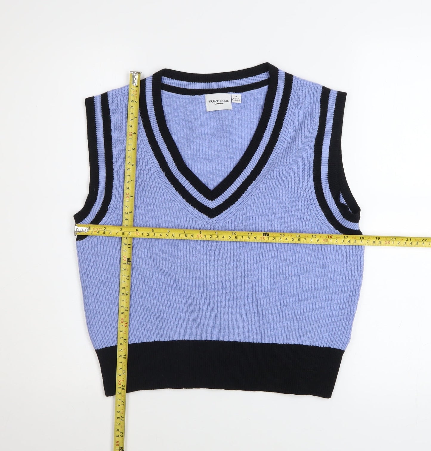 Womens UK Size S Brave Soul Blue Vest Jumper
