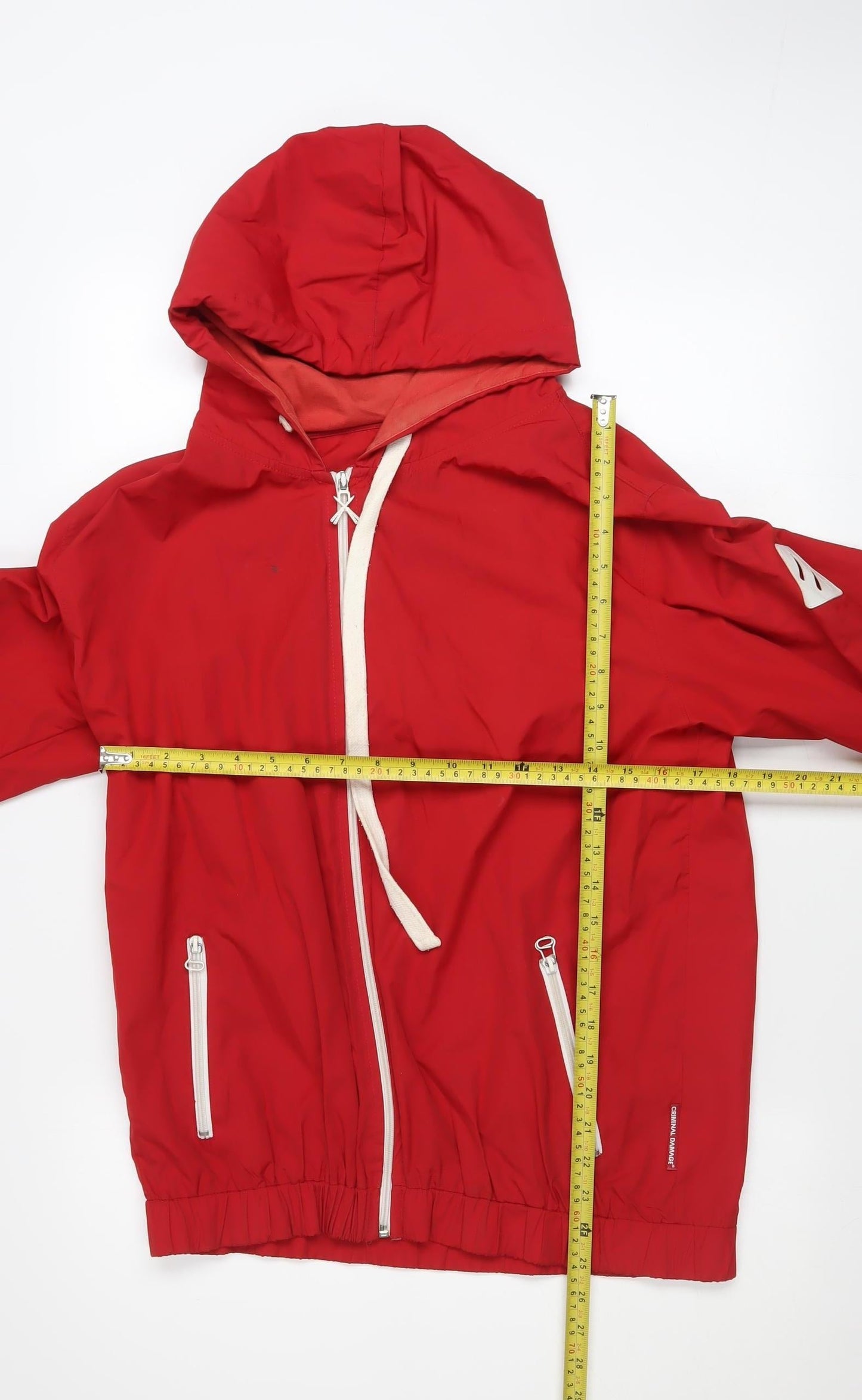 Mens UK Size M Criminal Damage Red Windbreaker Coat