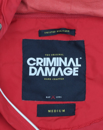 Mens UK Size M Criminal Damage Red Windbreaker Coat