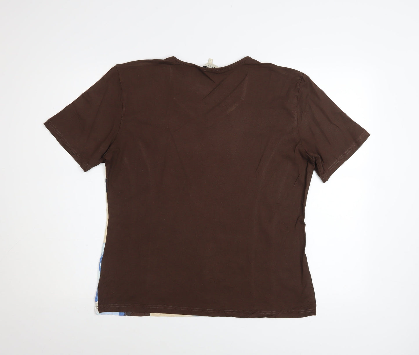 Womens UK Size L BASSINI Brown Basic T-Shirt