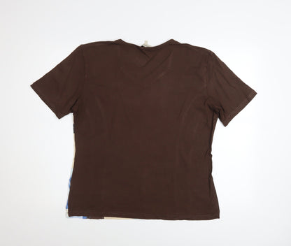Womens UK Size L BASSINI Brown Basic T-Shirt