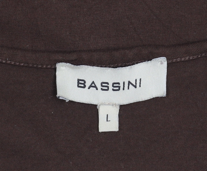 Womens UK Size L BASSINI Brown Basic T-Shirt