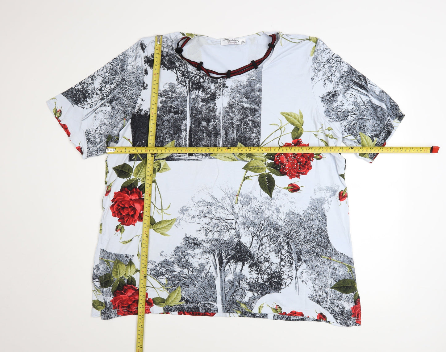Womens UK Size 20 Fashion Highlight Multicoloured Basic T-Shirt