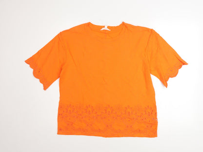 Womens UK Size 10 Marks and Spencer Orange Basic T-Shirt