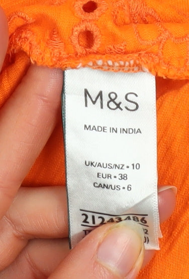 Womens UK Size 10 Marks and Spencer Orange Basic T-Shirt
