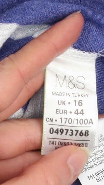 Womens UK Size 16 Marks and Spencer Blue Basic T-Shirt