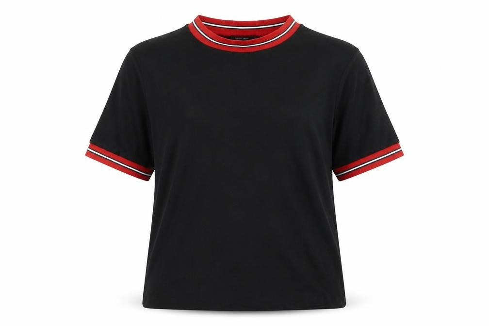 Womens UK Size 18 New Look Black Ringer T-Shirt