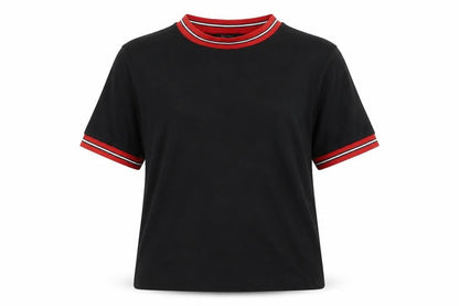 Womens UK Size 18 New Look Black Ringer T-Shirt