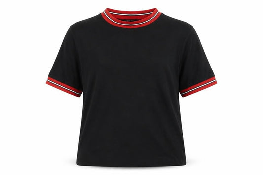 Womens UK Size 18 New Look Black Ringer T-Shirt