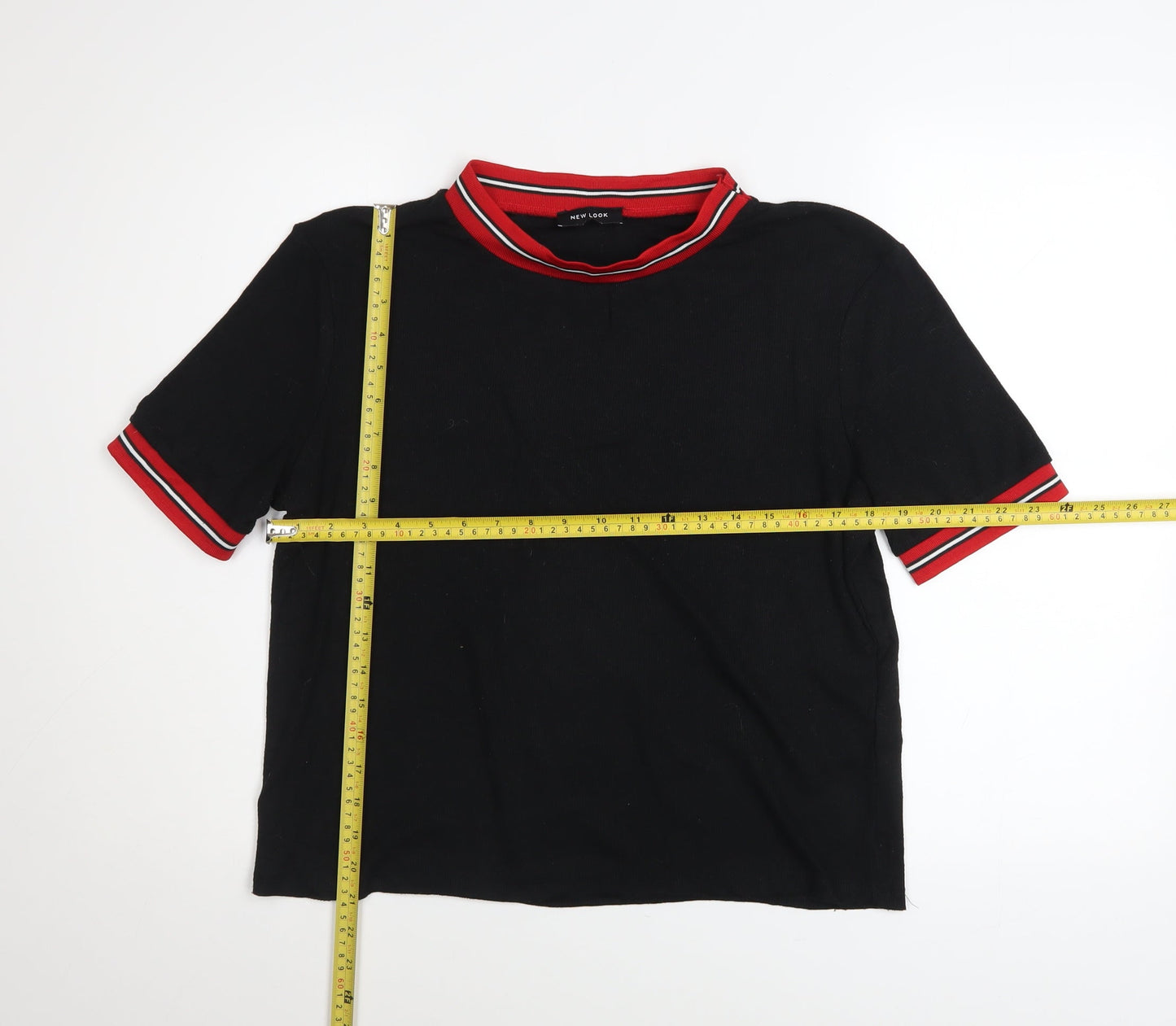 Womens UK Size 18 New Look Black Ringer T-Shirt