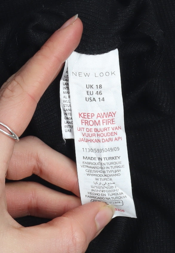 Womens UK Size 18 New Look Black Ringer T-Shirt