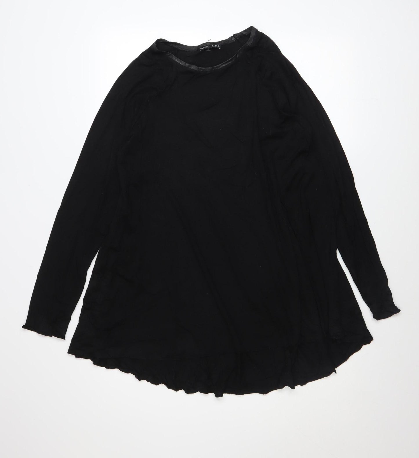 Womens UK Size S Zara Black Tunic Blouse