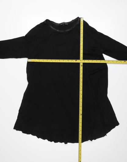 Womens UK Size S Zara Black Tunic Blouse