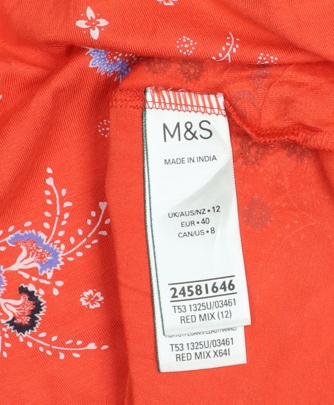 Womens UK Size 12 Marks and Spencer Red Tunic Blouse