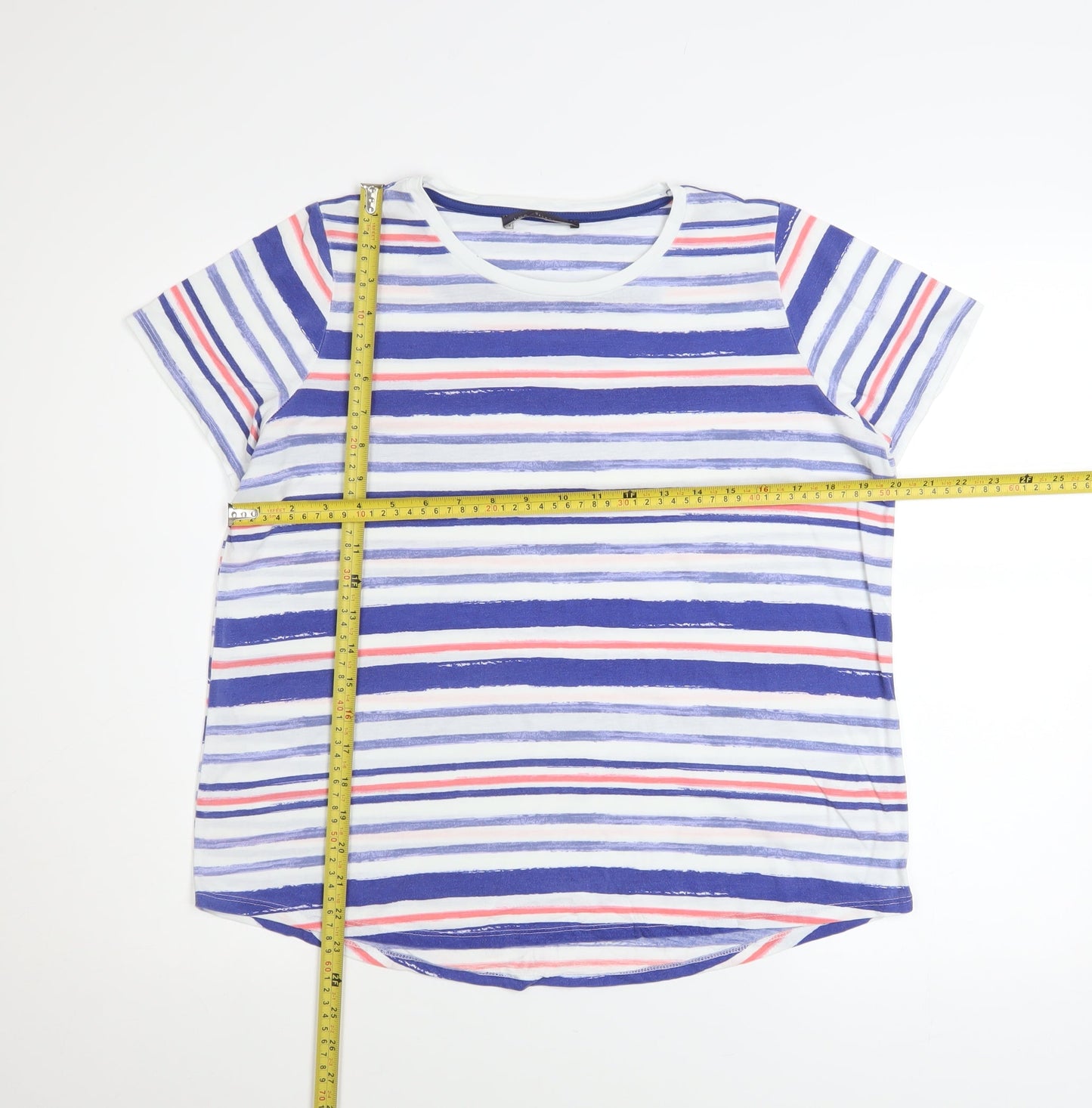 Marks and Spencer Women's Multicoloured Striped T-Shirt Size 16