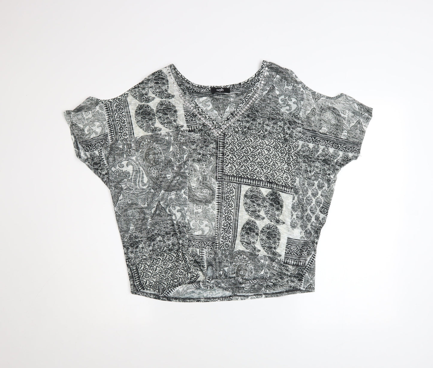 Womens UK Size S Wallis Grey Basic T-Shirt