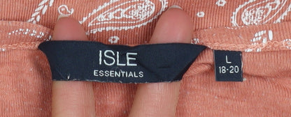 Womens UK Size L Isle Essentials Orange Basic T-Shirt