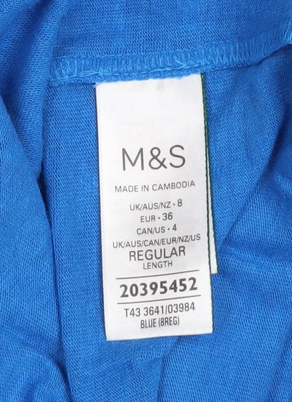 Womens UK Size 8 Marks and Spencer Blue Tunic Blouse