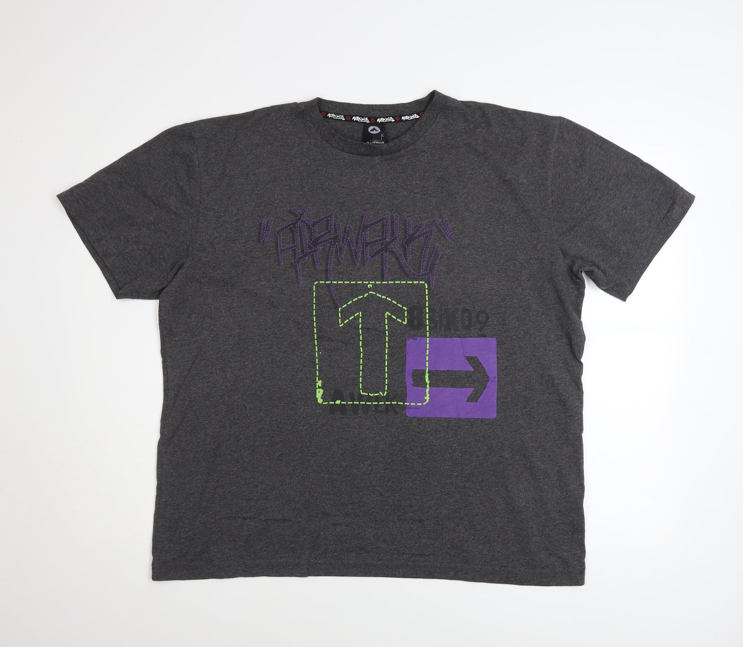 Unisex Adults UK Size L AIRWALK Grey Basic T-Shirt