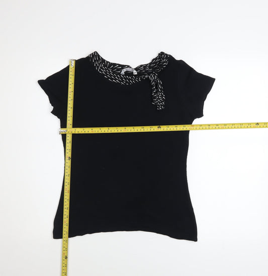 Berkertex Women Black Size 10 Short Sleeve Viscose Knit Top