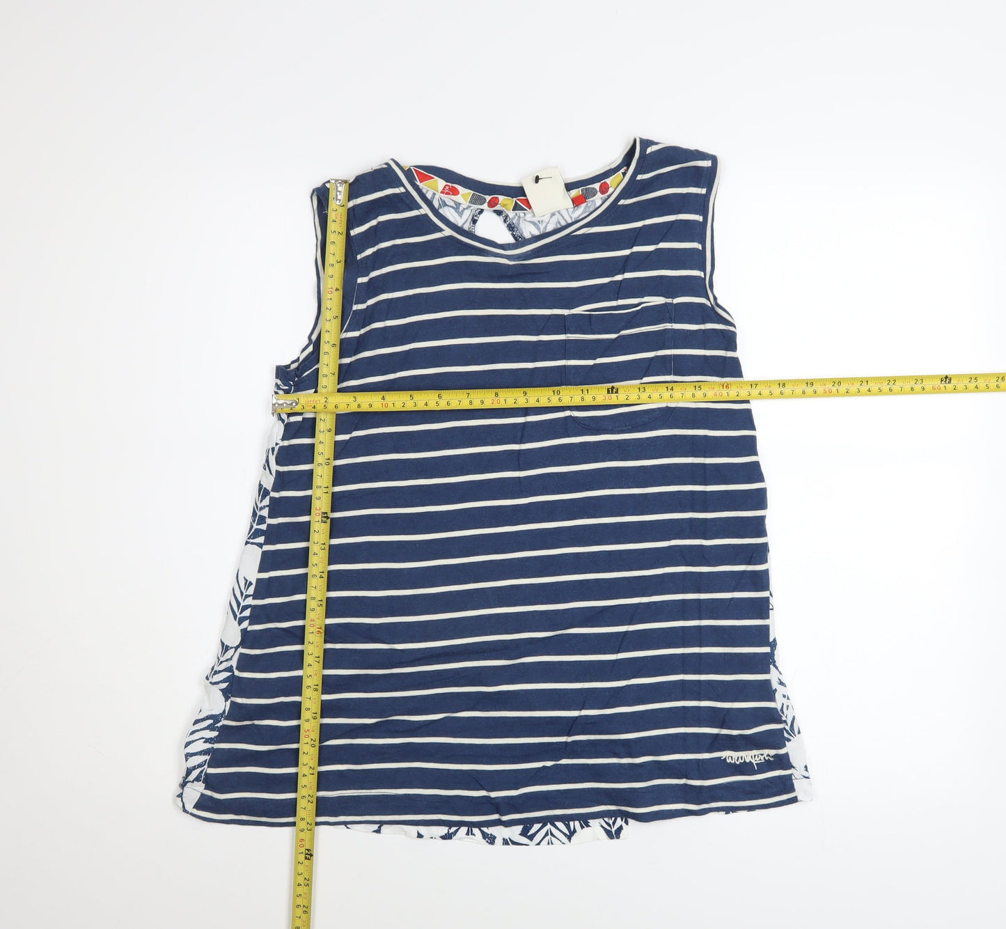 Weird Fish Women's Blue Striped Sleeveless Tank Top Size 12